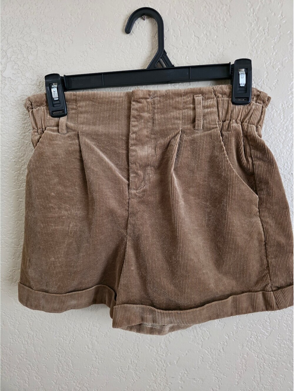Cider Happy Hour Corduroy Paperbag Waist Fall Style Shorts in Brown, Medium
